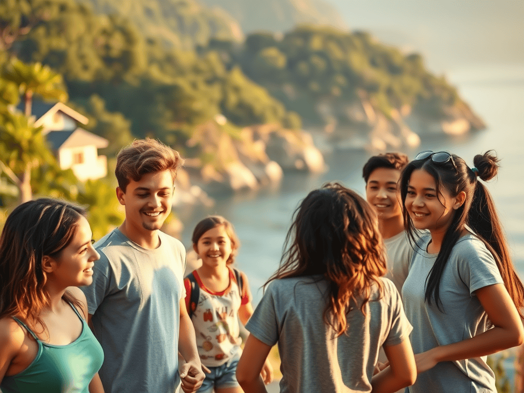 Group of adolescents enjoying outdoor activities at a residential treatment center in South Africa.
