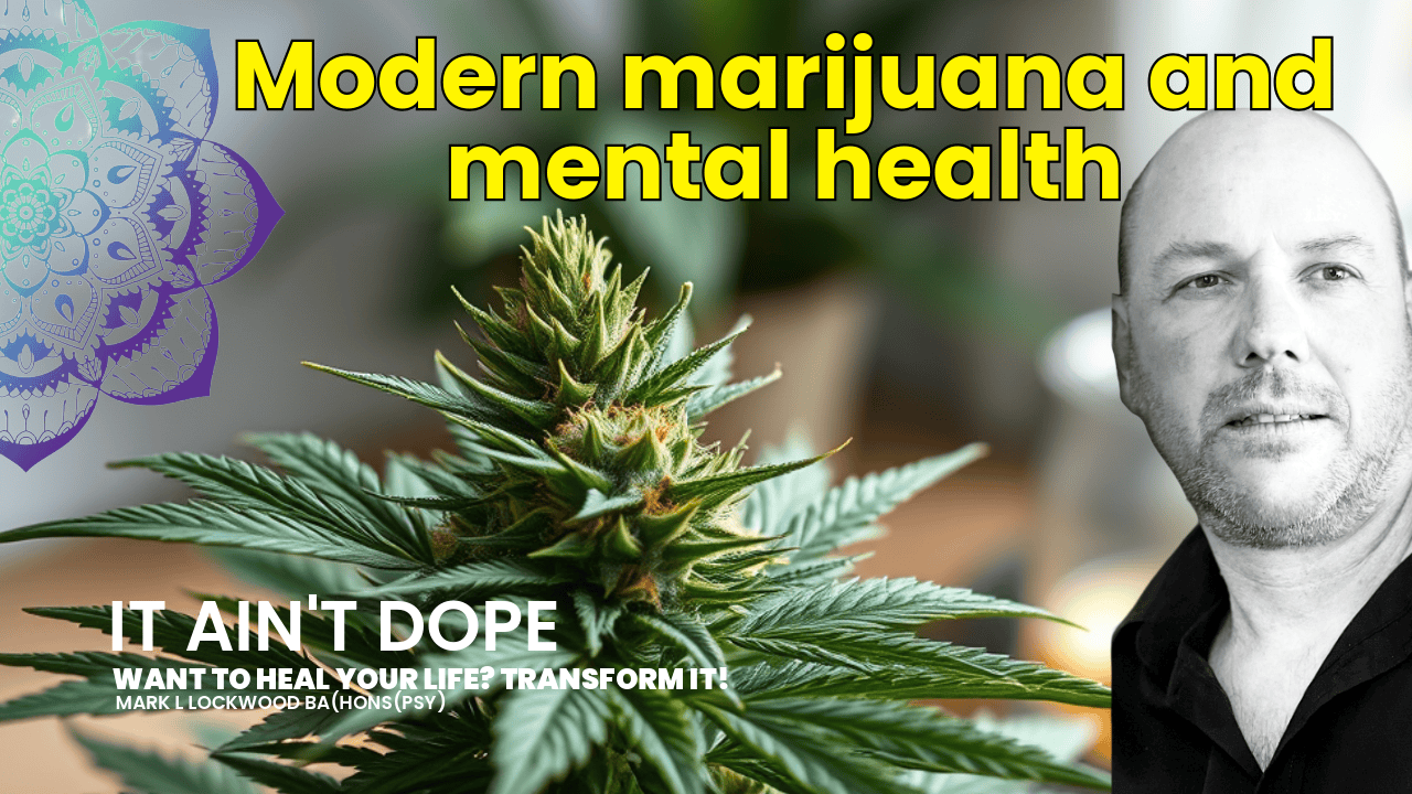 Close-up of a cannabis plant with a man in the background, highlighting the link between marijuana a.